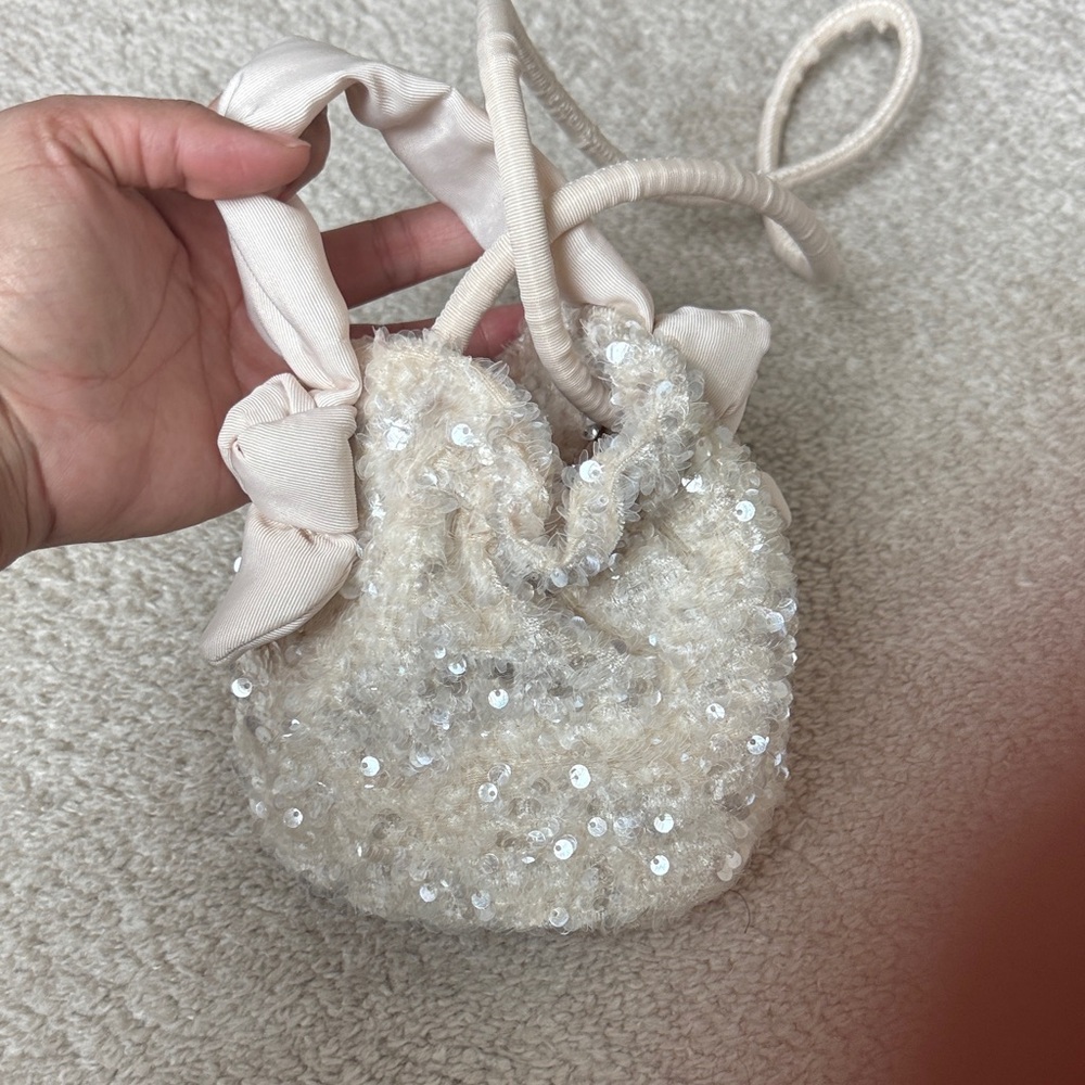 Zara Cream Sequin Pouch
